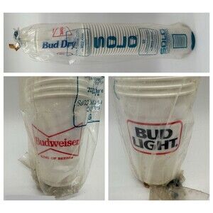 Sleeve of 50 Budweiser SOLO Plastic Cups Disposable 12 oz Bud Light Bud Dry NOS